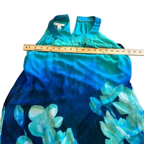 DB Established 1962 Beautiful Blue Floral Chiffon Dress.  Sleeveless. Size 6. - Picture 11 of 12
